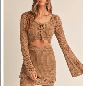 Hippie Girl Knit Cut Out Mini Dress
